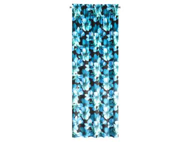 Zdjęcie: Zasłona welwetowa z nadrukiem Kleo 140x270 cm czarno-niebieska na taśmie EUROFIRANY