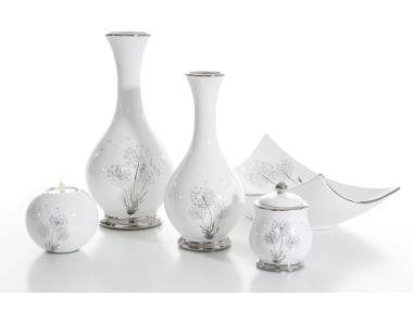 Zdjęcie: Wazon dekoracyjny Flores 12x25 cm biało-srebrny EUROFIRANY