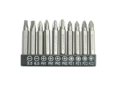 Zdjęcie: Zestaw bitów 50 mm SL5.5, 6.5 PH 1/2 PZ 1/2 10 szt. DEDRA