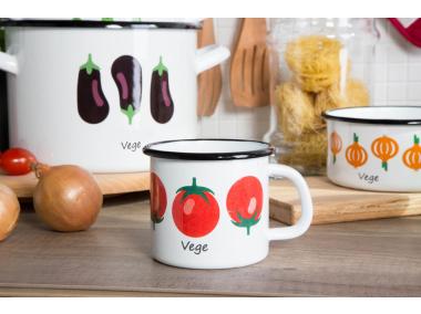 Zdjęcie: Kubek Modern vege pomidor emaliowany 0,45 L - 9 cm biały SILESIA