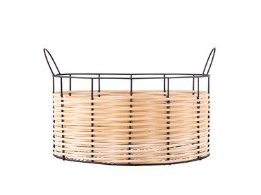 Zdjęcie: Koszyk metalowy ze słomkowym wykończeniem 40x26,5x24,5 cm ALTOMDESIGN