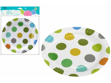 Zdjęcie: Talerz papierowy Green dots 18 cm - 6 szt. RAVI