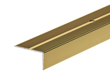 Zdjęcie: Profil schodowy szeroki z ryflem 40x20 mm AL LSSR 1,8 m złoty CEZAR