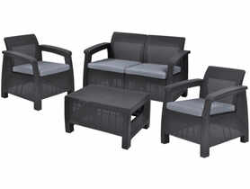 Zestaw mebli ogrodowych rattanowych Corfu szary CURVER