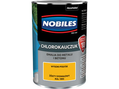 Zdjęcie: Emalia do metalu i betonu Chlorokauczuk żółty sygnałowy wysoki połysk 0,9 L NOBILES