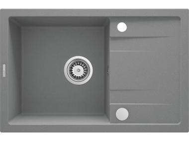 Zdjęcie: Zlewozmywak granitowy Galactic 1-komorowy 670x440x175 mm z ociekaczem szary metalik DEANTE