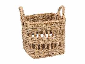 Kosz z trawy morskiej z uchwytami 20x20x18/25 cm kwadratowy TIN TOURS