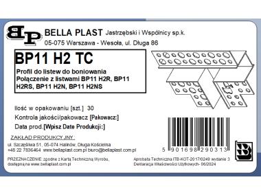 Zdjęcie: Łącznik PVC w kształcie litery "T" BP11 H2 TC biały, do listew do boniowania BP11 H2 BELLA PLAST