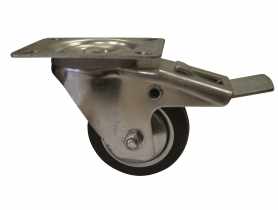 Kółka przemysłowe gumowe obrotowe z hamulcem 100x30 mm, 70 kg HSI