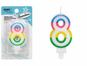 Świeczka urodzinowa Cyferka 8 Rainbow DECOR