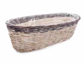 Balkonówka doniczka wiklinowa do obsadzania kwiatami 46x21x15 cm brąz TIN TOURS