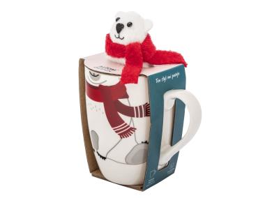 Zdjęcie: Zimowy kubek baryłka 340 ml z maskotką miś ALTOM DESIGN