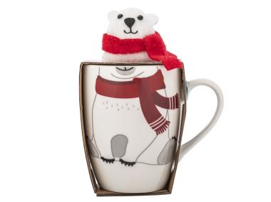 Zdjęcie: Zimowy kubek baryłka 340 ml z maskotką miś ALTOM DESIGN