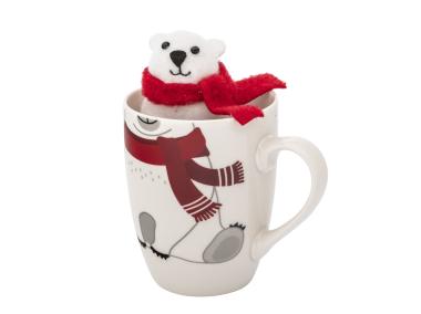 Zdjęcie: Zimowy kubek baryłka 340 ml z maskotką miś ALTOM DESIGN