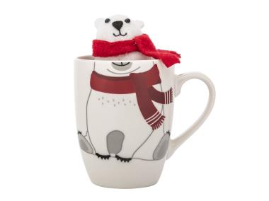 Zdjęcie: Zimowy kubek baryłka 340 ml z maskotką miś ALTOM DESIGN