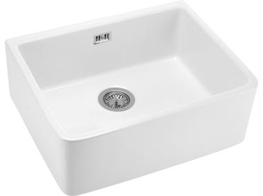 Zdjęcie: Zlewozmywak Sabor ceramiczny z kołnierzem biały 1K B/O 595x475x220 + space saver DEANTE