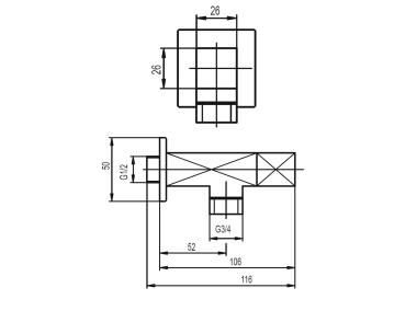 Zdjęcie: Zawór kątowy kwadrat 1/2X3/4 KFA