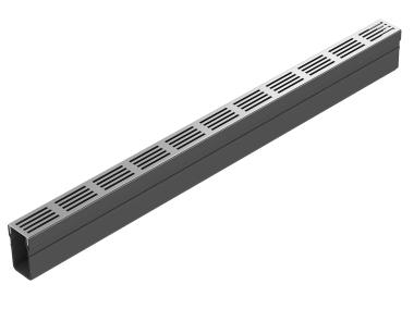 Zdjęcie: Kanał Slimline z PVC 1 m z rusztem aluminiowym srebrny ACO