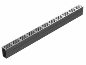Kanał Slimline z PVC 1 m z rusztem aluminiowym srebrny ACO