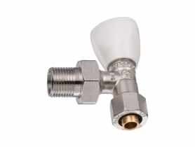 Zawór na zawieszce grzejnikowy zasilający kątowy 1/2" z przyłączem zaciskanym 16 x 2,0 mm CALIDO