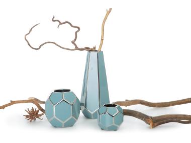 Zdjęcie: Wazon Rika 14x13x14 cm niebiesko-srebrny EUROFIRANY