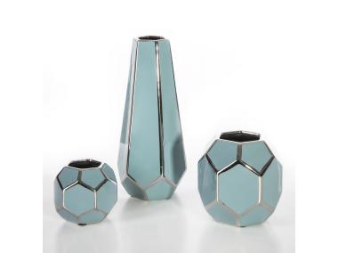Zdjęcie: Wazon Rika 14x13x14 cm niebiesko-srebrny EUROFIRANY