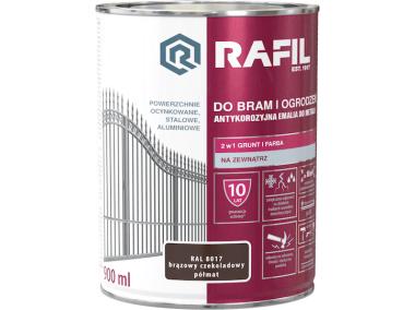 Zdjęcie: Gruntoemalia do bram i ogrodzeń brąz czekolada RAL8017 0,9L RAFIL