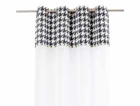 Firana z kantą welwetową pepitką iconic chic light biało-czarna+złota wszywka 140x270 cm CHIC HOME