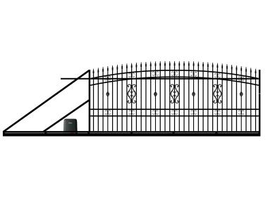 Zdjęcie: Brama przesuwna Milena 4,00 m, 1,55-1,75 m, stal ocynk+RAL9005 lewa z automatem POLBRAM
