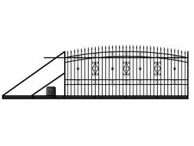 Brama przesuwna Milena 4,00 m, 1,55-1,75 m, stal ocynk+RAL9005 lewa z automatem POLBRAM