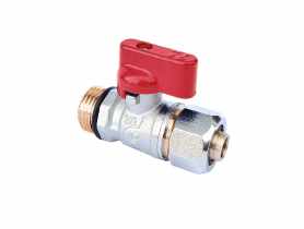 Zawór na zawieszce kulowy mini do rur pex 1/2" x 16 x 2,0 czerwony CALIDO