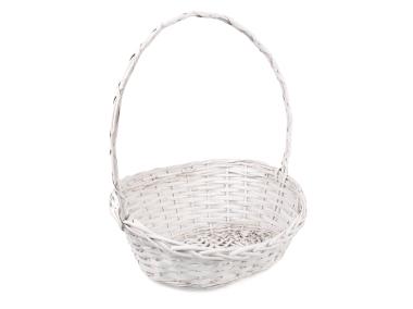 Zdjęcie: Koszyk prezentowy z pałąkiem 46/50x36x10/19/53 cm biały TIN TOURS