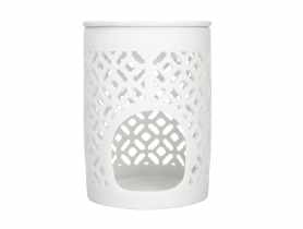 Kominek porcelanowy 8,5x8,5x11,5 cm dekoracja Romby biały matowy ALTOMDESIGN