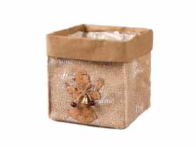 Osłonka jutowa z aniołkiem 13x13x14 cm TIN TOURS