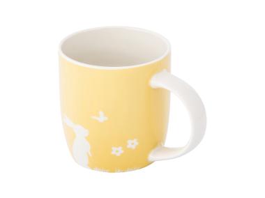 Zdjęcie: Kubek baryłka szeroka 360 ml dekoracja zajączek z motylem żółty ALTOM DESIGN