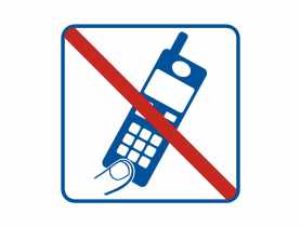 Oznaczenie "Zakaz używania telefonów komórkowych" 14,8x14,8 cm METRO