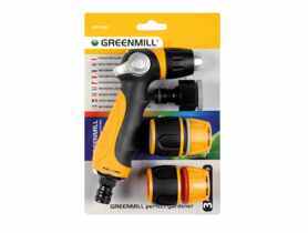 Zestaw złączek na wąż 1/2 z pistoletem na kran 3/4-1/2 GREENMILL AQUASYSTEM