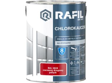 Zdjęcie: Emalia chlorokauczuk czerwony RAL3020 5L RAFIL