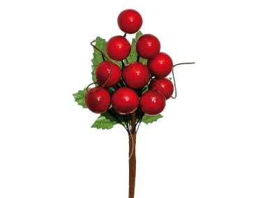 Zdjęcie: Gałązka z owocami 16 cm czerwono-zielona na piku JUMI