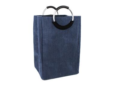 Zdjęcie: Kosz na pranie z uchwytami niebieski 36x30x55/65 cm TIN TOURS