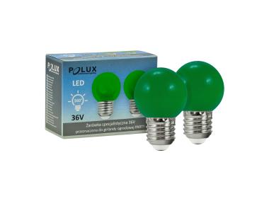 Zdjęcie: Żarówka LED G45 E27 36V 0,5 W zielone 2 szt. POLUX