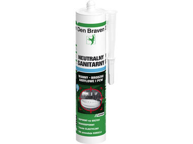 Zdjęcie: Silikon neutralny sanitarny Silicone-NAF bezbarwny 280 ml DEN BRAVEN