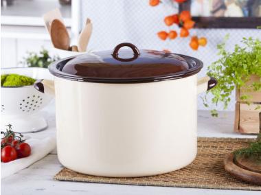 Zdjęcie: Garnek do gotowania słoików 30 cm - 13,6 L kremowy/ciemny środek z pokrywą ALTOMDESIGN