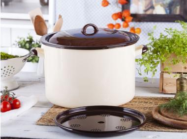Zdjęcie: Garnek do gotowania słoików 30 cm - 13,6 L kremowy/ciemny środek z pokrywą ALTOMDESIGN
