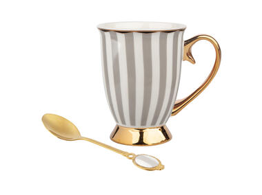 Zdjęcie: Kubek na stopce Atelier 250 ml z łyżeczką z porcelanową wstawką Dek. B Gift Box
