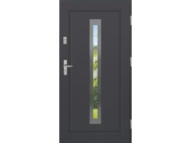 Zdjęcie: Drzwi zewnętrzne stalowo-drewniane Disting Figaro 04 Antracyt 80 cm prawe KR CENTER