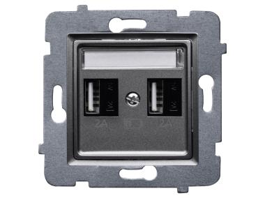 Zdjęcie: Ładowarka USB 2 x A (A-10 W) bez ramki Rosa inox POLMARK