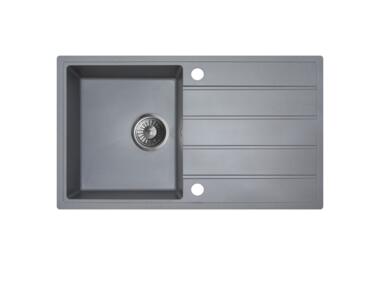 Zdjęcie: Zlewozmywak granitowy Metro 1-komorowy szary, 76x44x19,5 cm syfon manualny MILÓ
