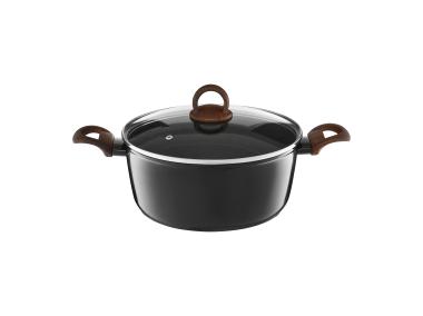 Zdjęcie: Garnek z powłoką Qualum Basic Stone Edition Darkwood 24 cm AMBITION