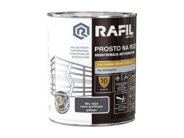 Zdjęcie: Gruntoemalia prosto na rdzę półmat RAL7024 0,75L RAFIL